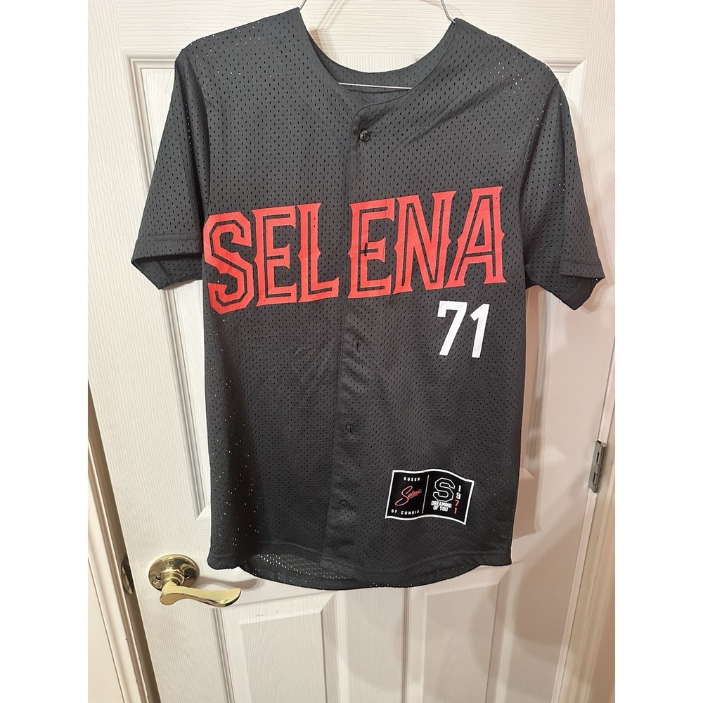 Selena Quintanilla Baseball Jersey Shirt Black Mesh Men's Small